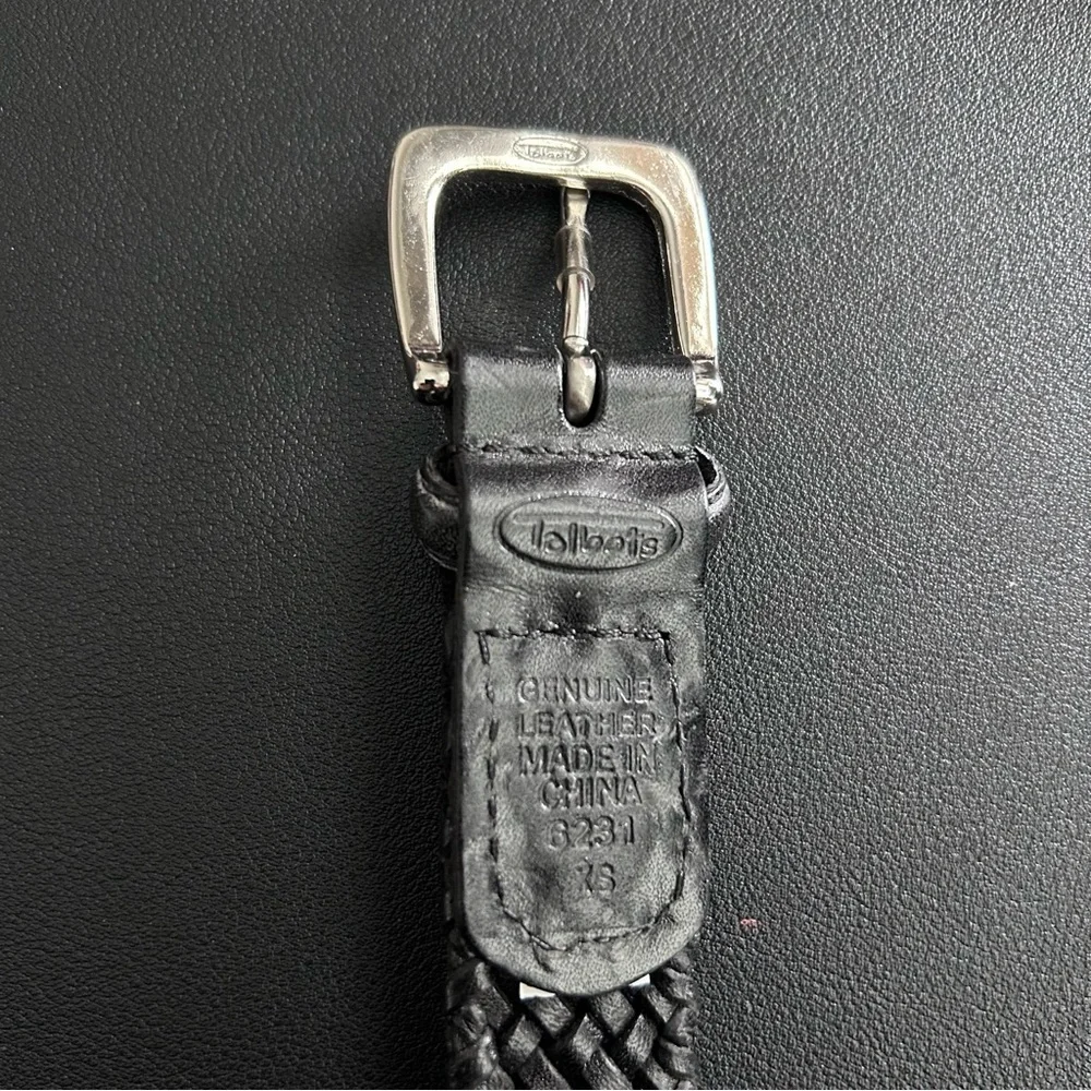 Vintage Talbots Black Braided Leather Belt Men/Women SZ XS
